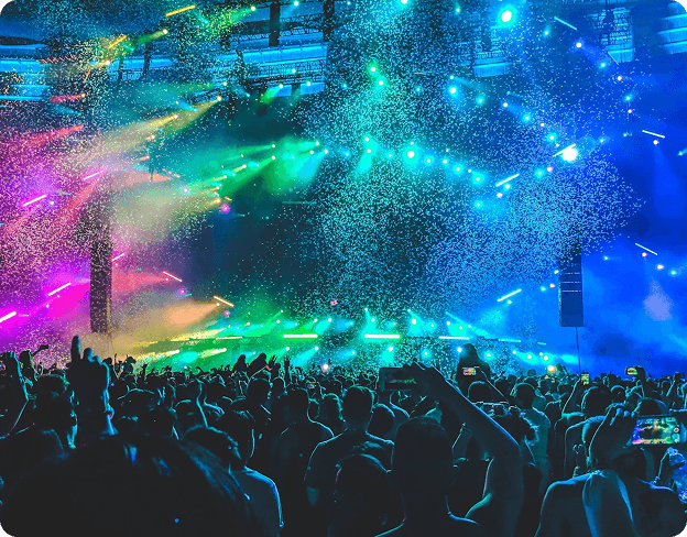 Neon-lit immersive space